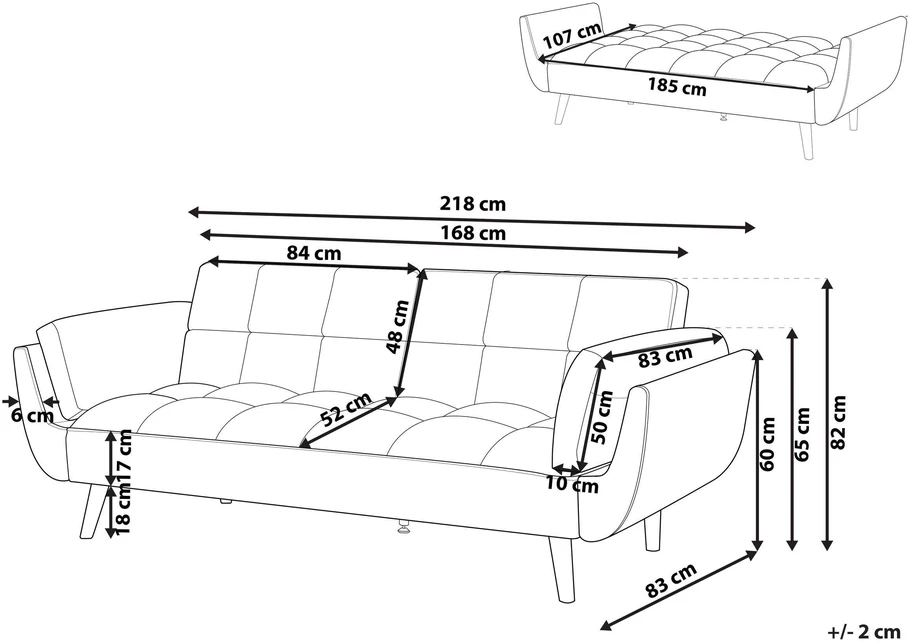 Beliani Trivietė išskleidžiama sofa ASBY, oranžinė
