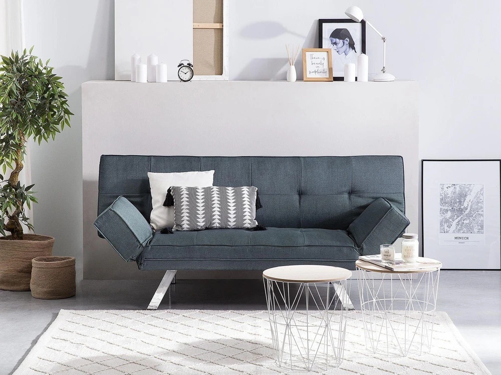 Beliani Trivietė išskleidžiama sofa BRISTOL tamsiai mėlyna