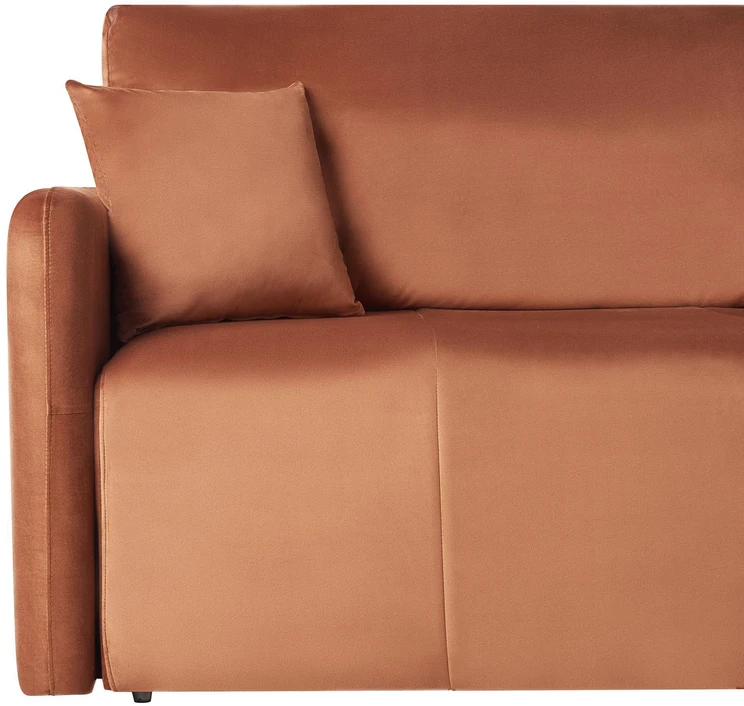 Beliani Trivietė išskleidžiama sofa EGGE, veliūras, auksinės rudos spalvos