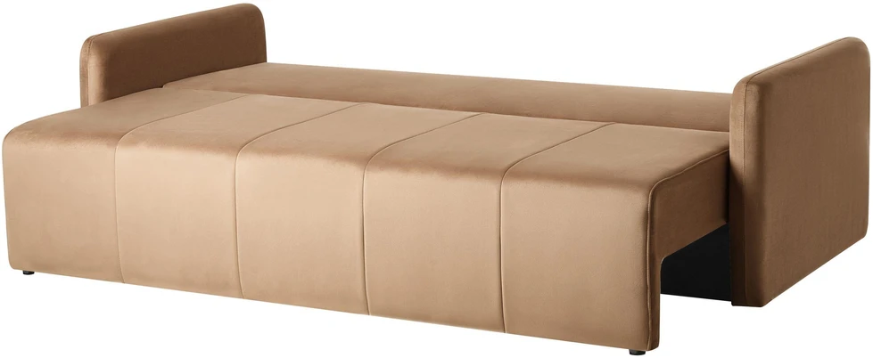 Beliani Trivietė išskleidžiama sofa EGGE, veliūras, šviesiai ruda