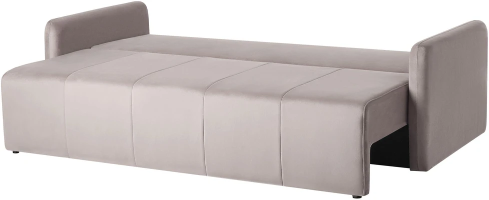 Beliani Trivietė išskleidžiama sofa EGGE, veliuras, smėlio pilkos spalvos
