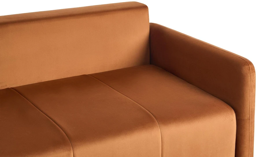 Beliani Trivietė išskleidžiama sofa EGGE, veliūras, auksinės rudos spalvos