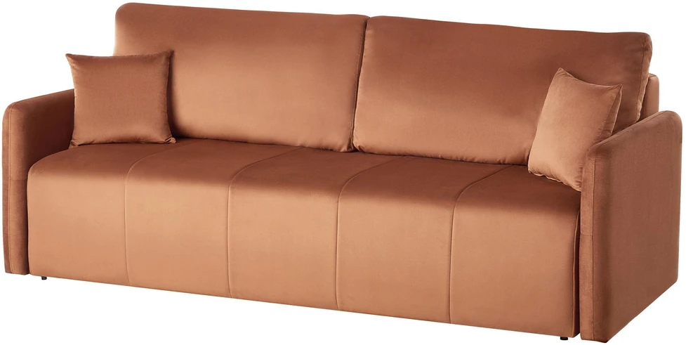 Beliani Trivietė išskleidžiama sofa EGGE, veliūras, auksinės rudos spalvos