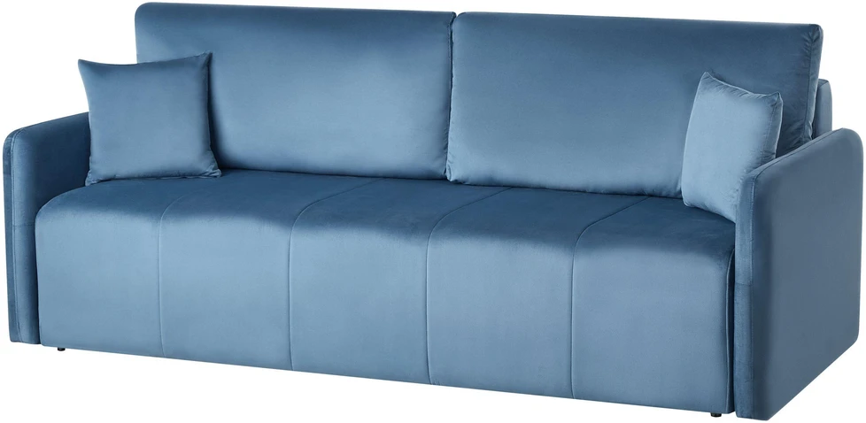 Beliani Trivietė išskleidžiama sofa EGGE, veliūras, mėlyna