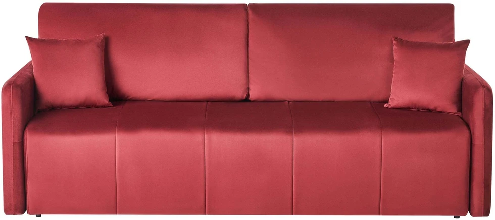 Beliani Trivietė išskleidžiama sofa EGGE, veliūras, burgundiška