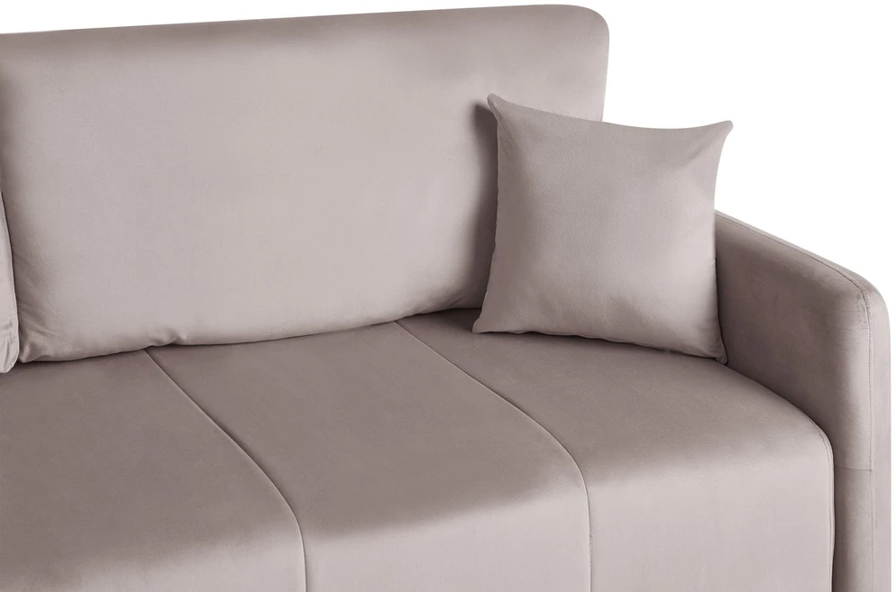 Beliani Trivietė išskleidžiama sofa EGGE, veliuras, smėlio pilkos spalvos