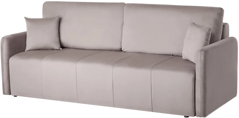 Beliani Trivietė išskleidžiama sofa EGGE, veliuras, smėlio pilkos spalvos