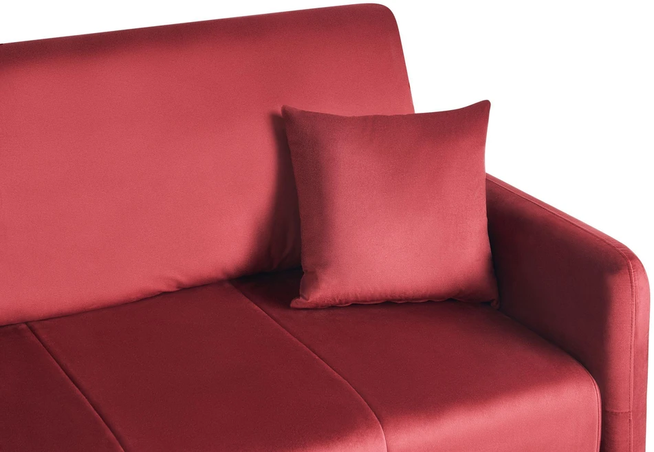 Beliani Trivietė išskleidžiama sofa EGGE, veliūras, burgundiška