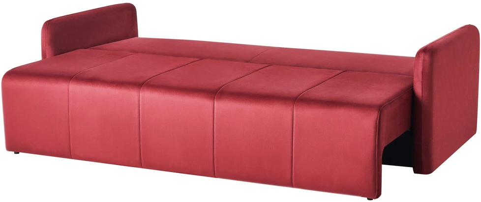 Beliani Trivietė išskleidžiama sofa EGGE, veliūras, burgundiška