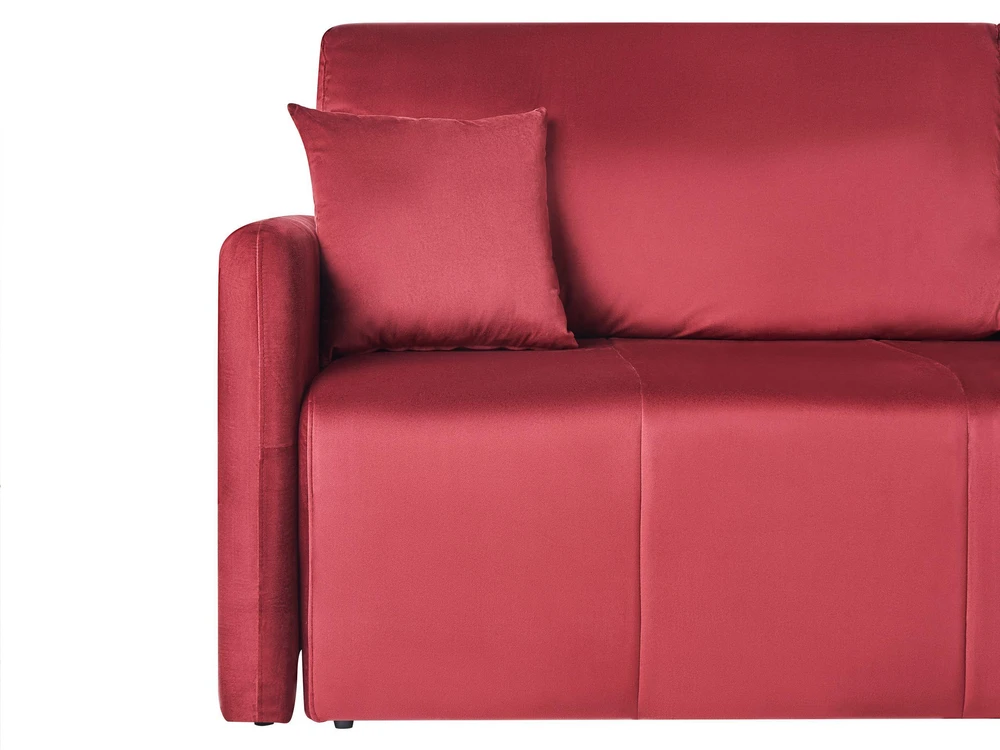 Beliani Trivietė išskleidžiama sofa EGGE, veliūras, burgundiška