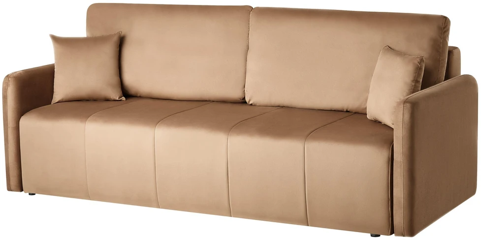 Beliani Trivietė išskleidžiama sofa EGGE, veliūras, šviesiai ruda