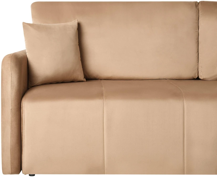 Beliani Trivietė išskleidžiama sofa EGGE, veliūras, šviesiai ruda