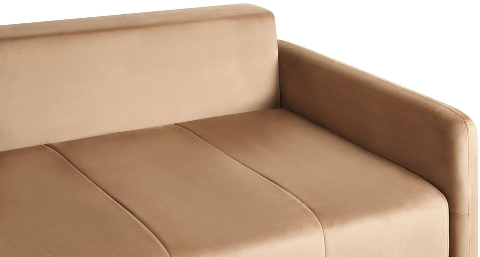 Beliani Trivietė išskleidžiama sofa EGGE, veliūras, šviesiai ruda