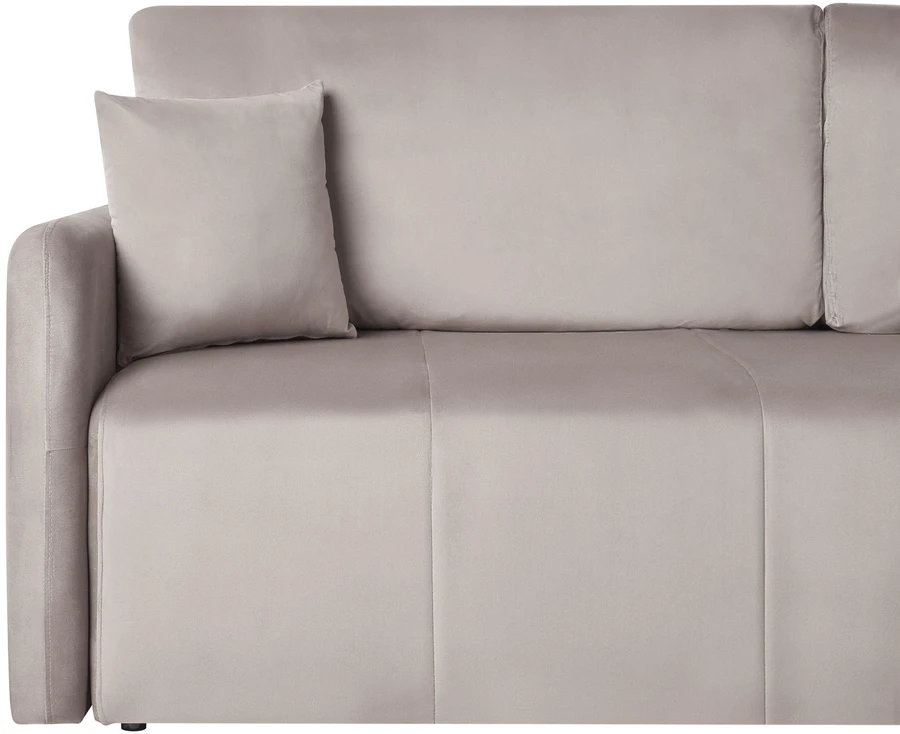 Beliani Trivietė išskleidžiama sofa EGGE, veliuras, smėlio pilkos spalvos