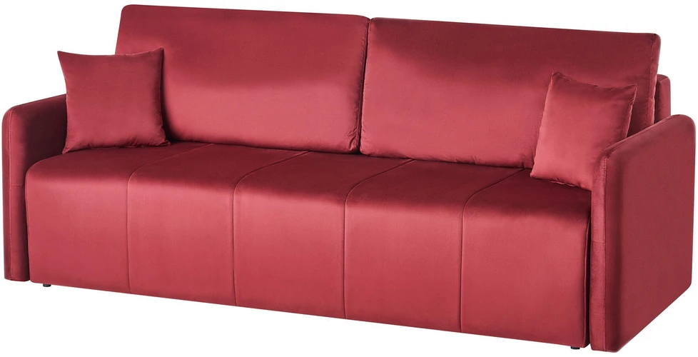 Beliani Trivietė išskleidžiama sofa EGGE, veliūras, burgundiška