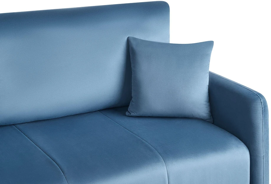 Beliani Trivietė išskleidžiama sofa EGGE, veliūras, mėlyna