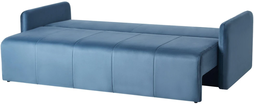 Beliani Trivietė išskleidžiama sofa EGGE, veliūras, mėlyna