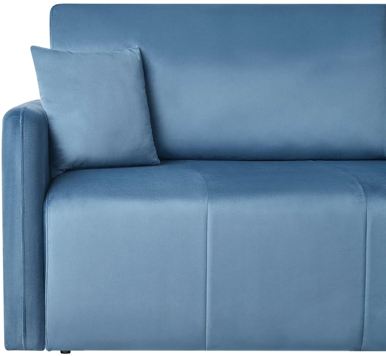 Beliani Trivietė išskleidžiama sofa EGGE, veliūras, mėlyna