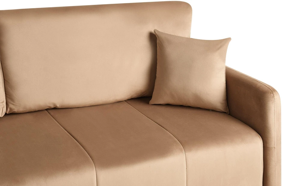 Beliani Trivietė išskleidžiama sofa EGGE, veliūras, šviesiai ruda