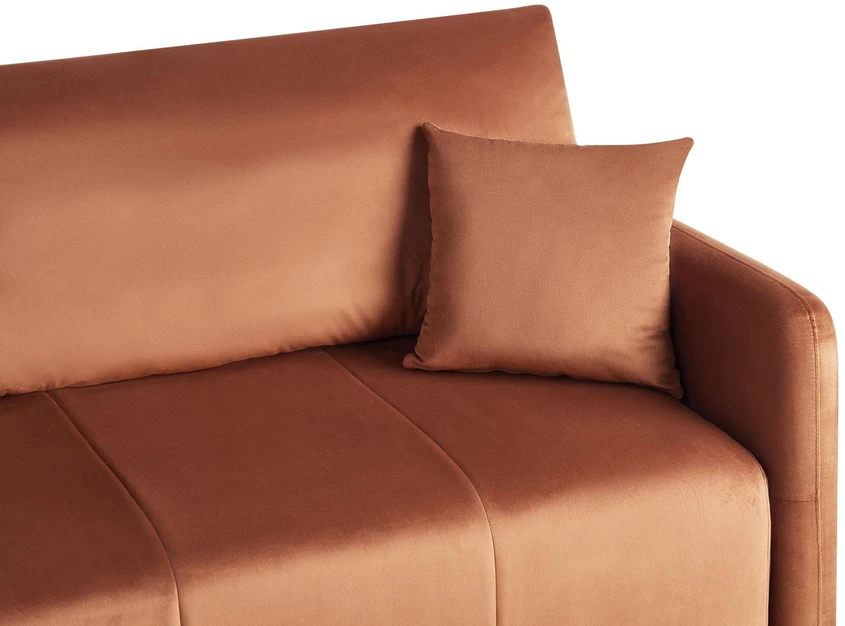 Beliani Trivietė išskleidžiama sofa EGGE, veliūras, auksinės rudos spalvos