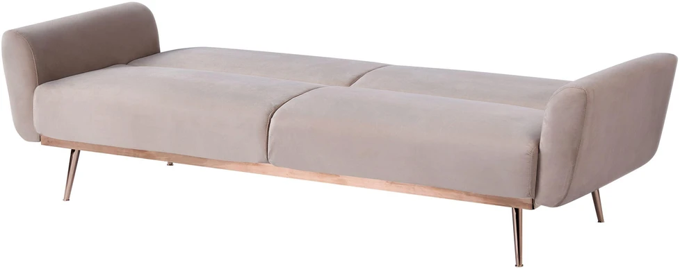 Beliani Trivietė išskleidžiama sofa EINA, veliūrinė, smėlio ir pilkšvai smėlio spalvos