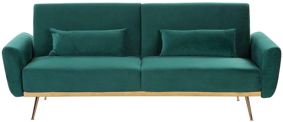 Beliani Trivietė išskleidžiama sofa EINA, veliūras, smaragdinė