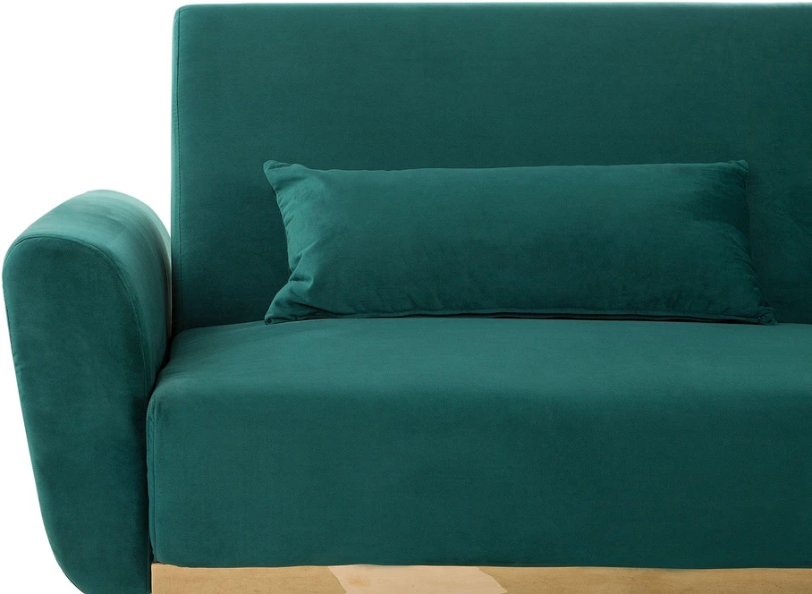 Beliani Trivietė išskleidžiama sofa EINA, veliūras, smaragdinė
