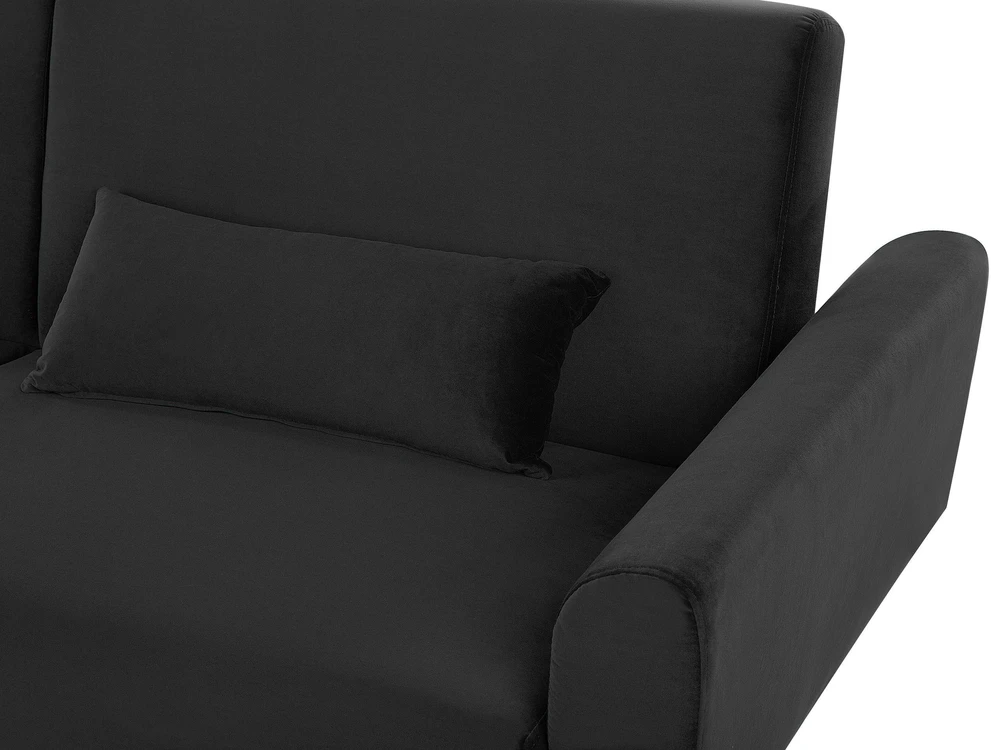 Beliani Trivietė išskleidžiama sofa EINA, veliūras, juoda