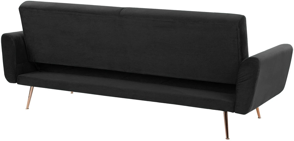 Beliani Trivietė išskleidžiama sofa EINA, veliūras, juoda