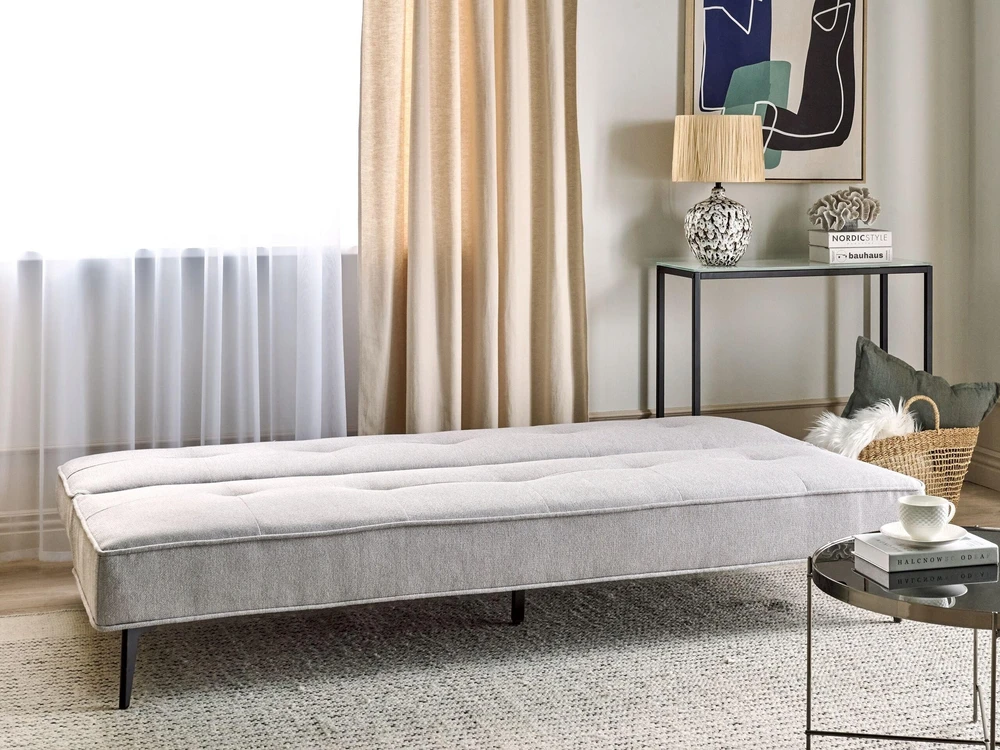 Beliani Trivietė išskleidžiama sofa ESSVIK šviesiai pilka