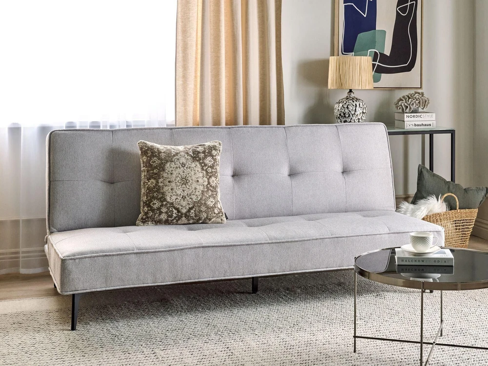 Beliani Trivietė išskleidžiama sofa ESSVIK šviesiai pilka