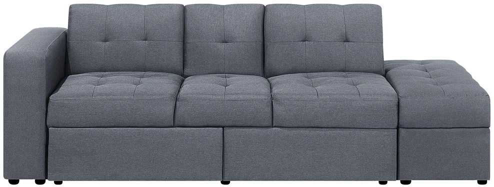 Beliani Trivietė išskleidžiama sofa FALSTER tamsiai pilka su daiktadėže