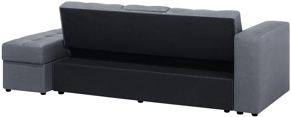 Beliani Trivietė išskleidžiama sofa FALSTER tamsiai pilka su daiktadėže