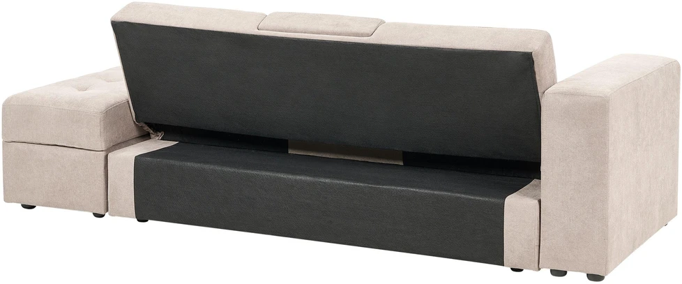 Beliani Trivietė išskleidžiama sofa FALSTER, šviesiai ruda, su daiktadėže