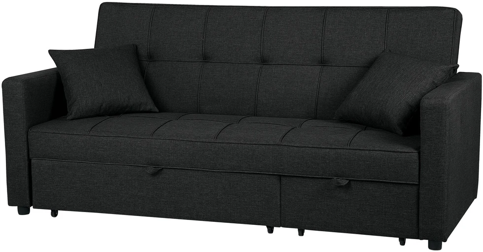 Beliani Trivietė išskleidžiama sofa GLOMMA, juoda