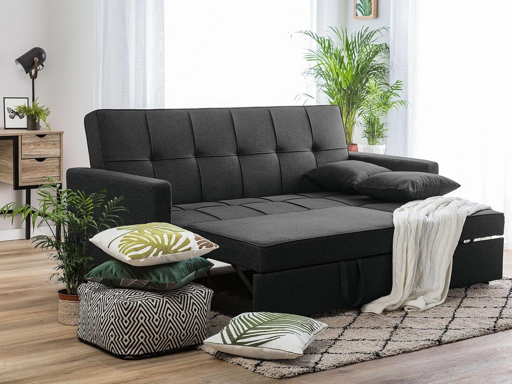 Beliani Trivietė išskleidžiama sofa GLOMMA, juoda