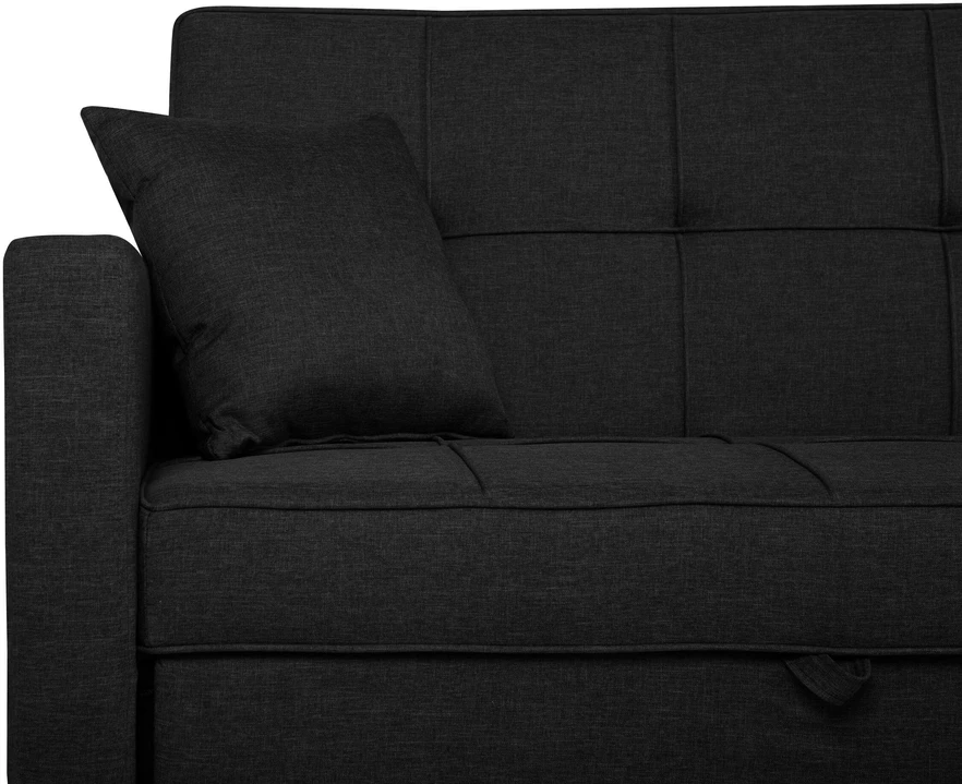 Beliani Trivietė išskleidžiama sofa GLOMMA, juoda