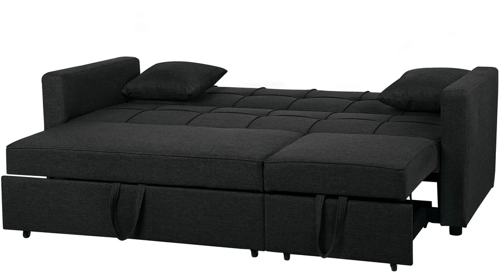 Beliani Trivietė išskleidžiama sofa GLOMMA, juoda