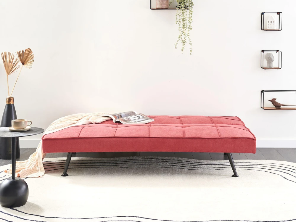Beliani Trivietė išskleidžiama sofa HASLE, raudona