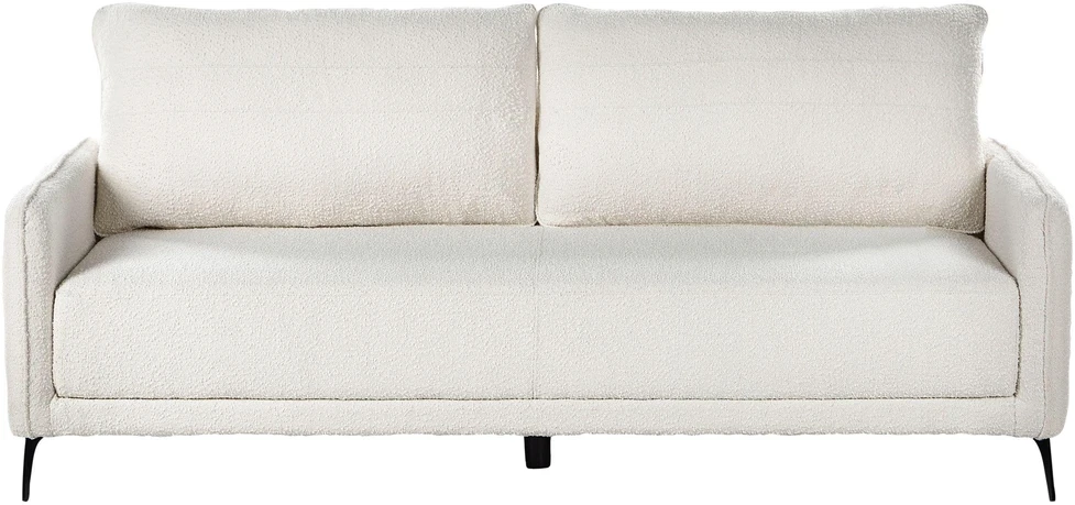 Beliani Trivietė išskleidžiama sofa HEMING, boucle audinys, dramblio kaulo balta
