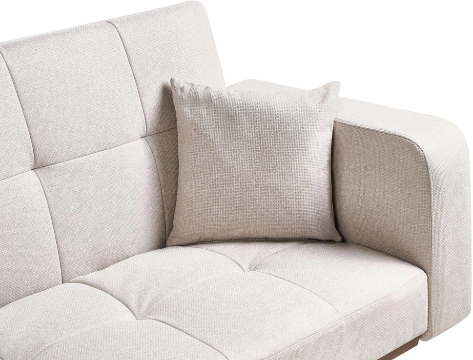 Beliani Trivietė išskleidžiama sofa HJULBY šviesiai smėlio spalvos