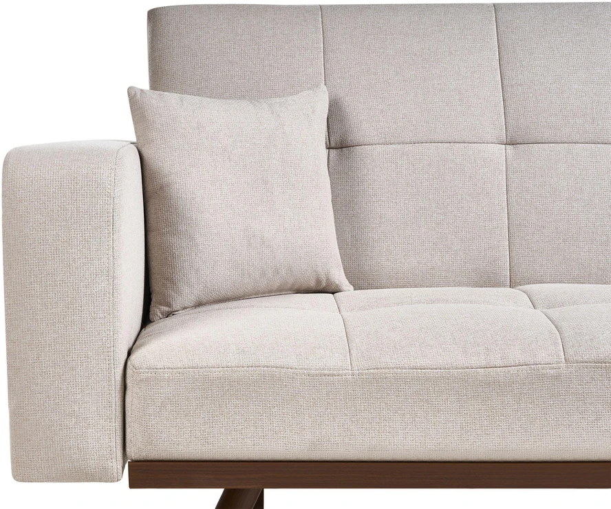Beliani Trivietė išskleidžiama sofa HJULBY šviesiai smėlio spalvos