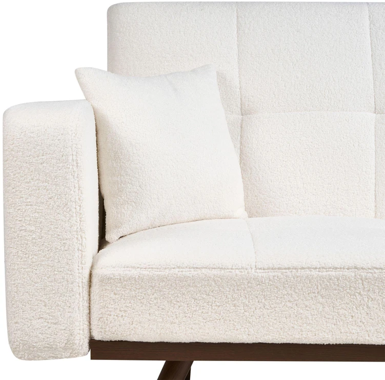 Beliani Trivietė išskleidžiama sofa HJULBY Boucle, kreminės spalvos