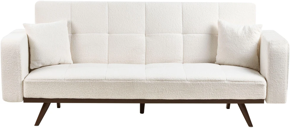 Beliani Trivietė išskleidžiama sofa HJULBY Boucle, kreminės spalvos