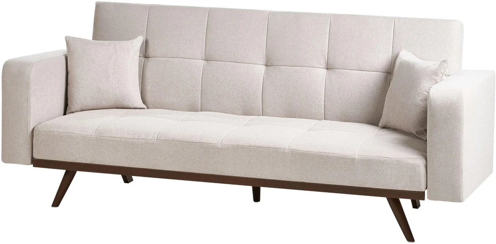 Beliani Trivietė išskleidžiama sofa HJULBY šviesiai smėlio spalvos