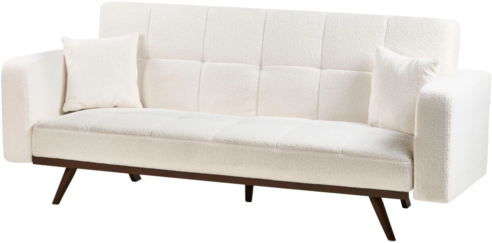Beliani Trivietė išskleidžiama sofa HJULBY Boucle, kreminės spalvos
