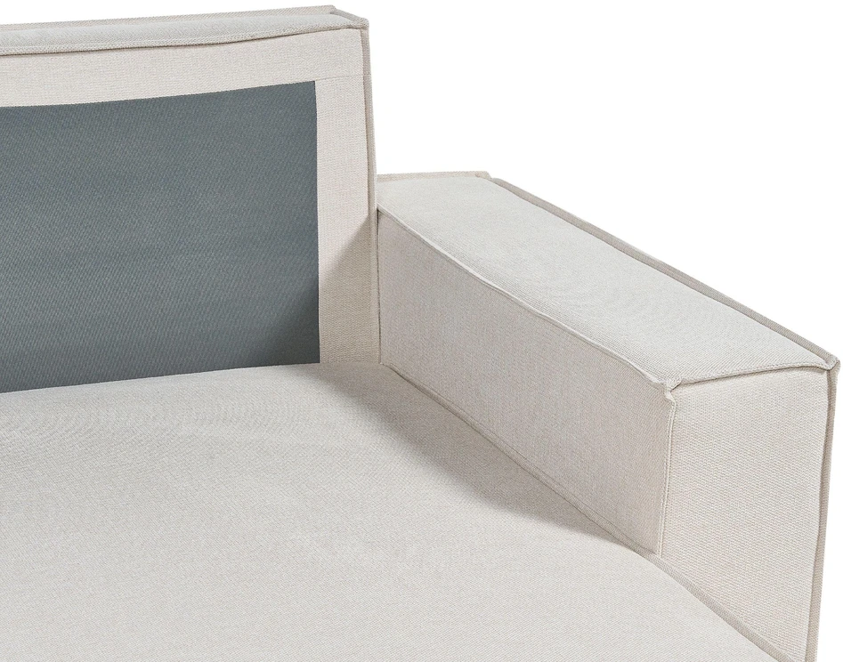 Beliani Trivietė išskleidžiama sofa KARILA, šviesiai smėlio spalvos, su patalynės dėže, kairinė