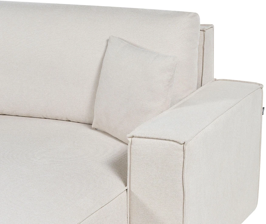 Beliani Trivietė išskleidžiama sofa KARILA, šviesiai smėlio spalvos, su patalynės dėže, kairinė