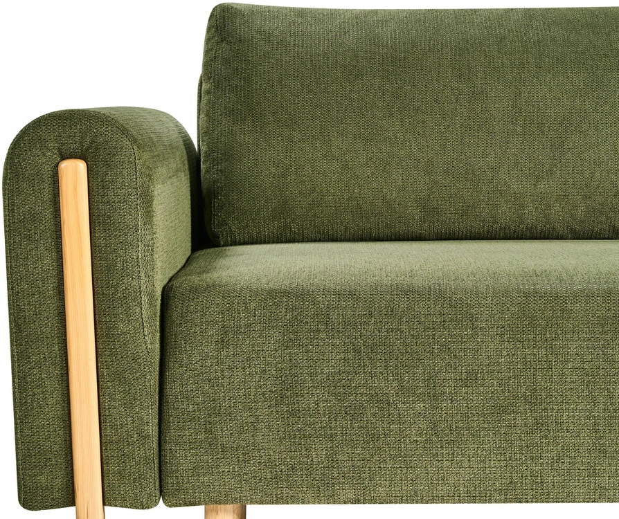 Beliani Trivietė išskleidžiama sofa KVAM, žalia su patalynės dėže