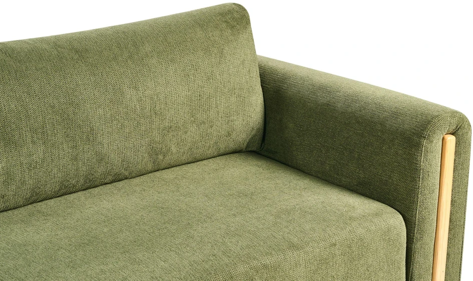 Beliani Trivietė išskleidžiama sofa KVAM, žalia su patalynės dėže